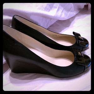 *SOLD* Cole Haan NEW black leather wedge heels
